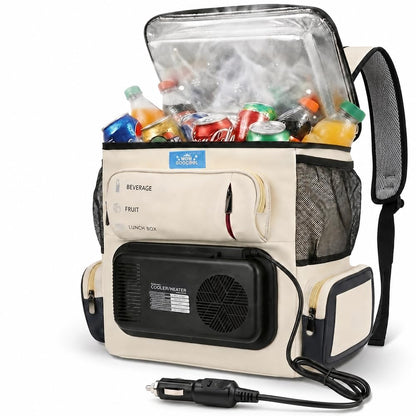 Portable Electric Cooler Bag 16Qt, 32°F Cooling & 140°F Warming, 12V Car Plug in Refrigerator Cooler with 110V AC Adapter for Camping, Travel & Road Trips