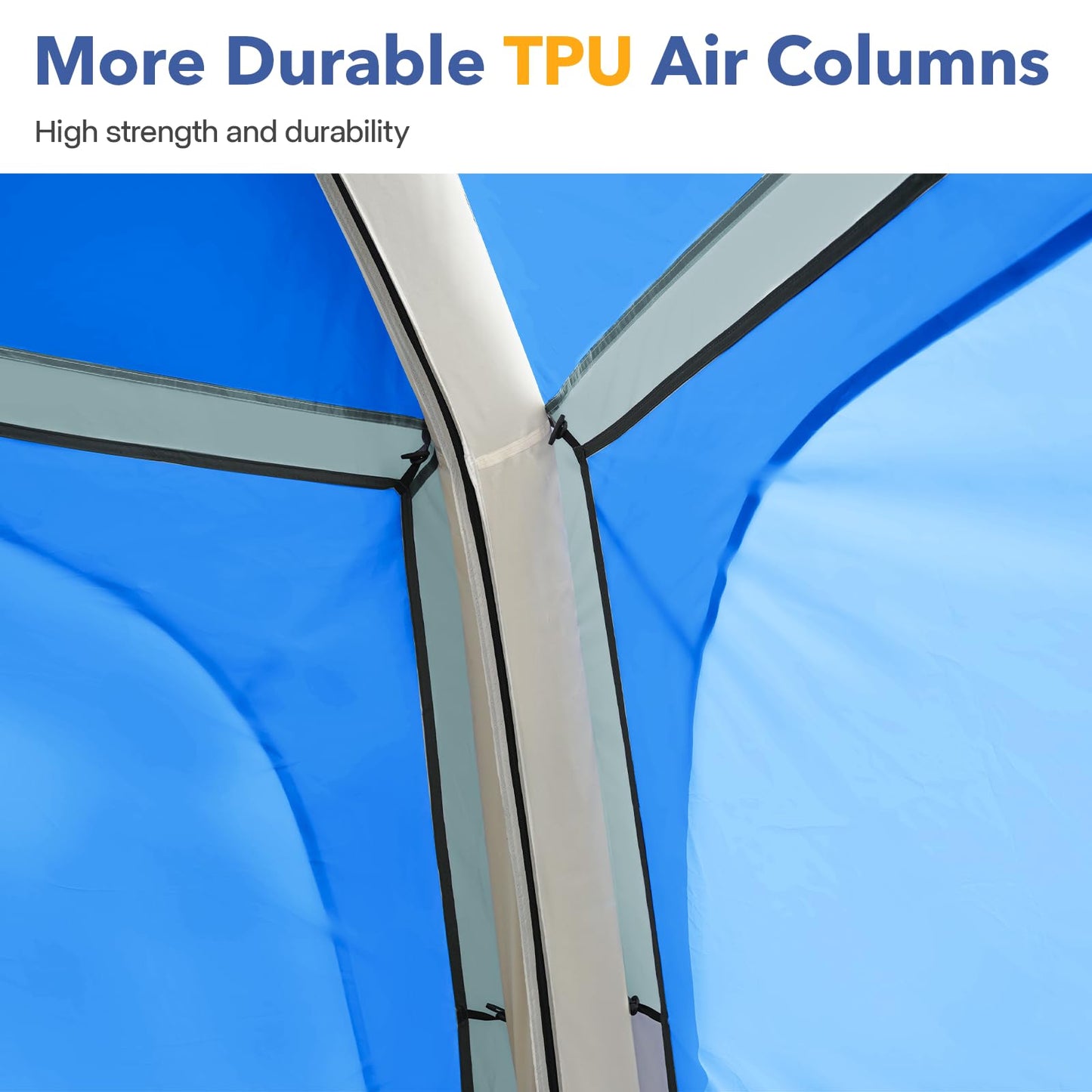 Instant Setup Inflatable Air Shelter 10x10ft Canopy Tent for Camping, with 4 Removable Side Panels for 6-8 Person – Ideal for Garden, Beach, Park, and Outdoor Events, Blue