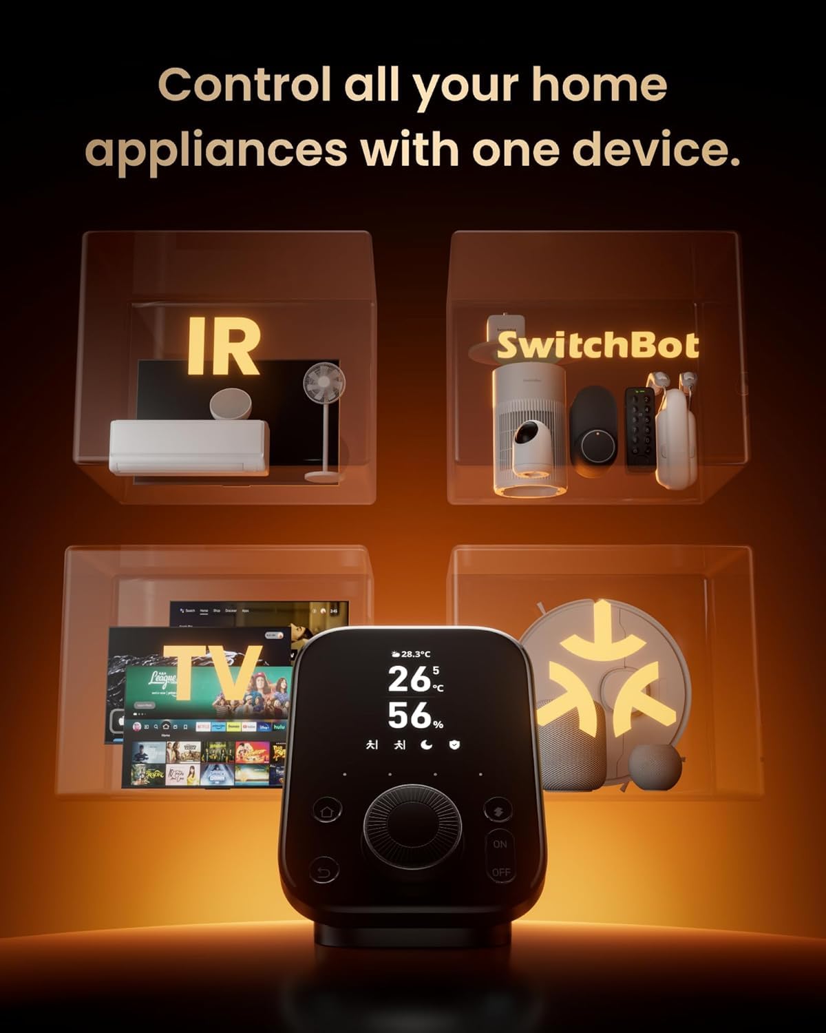 SwitchBot Universal Remote Control with Hub 3, Multi-use Smart Remote with Customize App, Control 25 IR/Bluetooth Devices and 10 Scenes, Compatible with TV/AC/SwitchBot BLE Devices