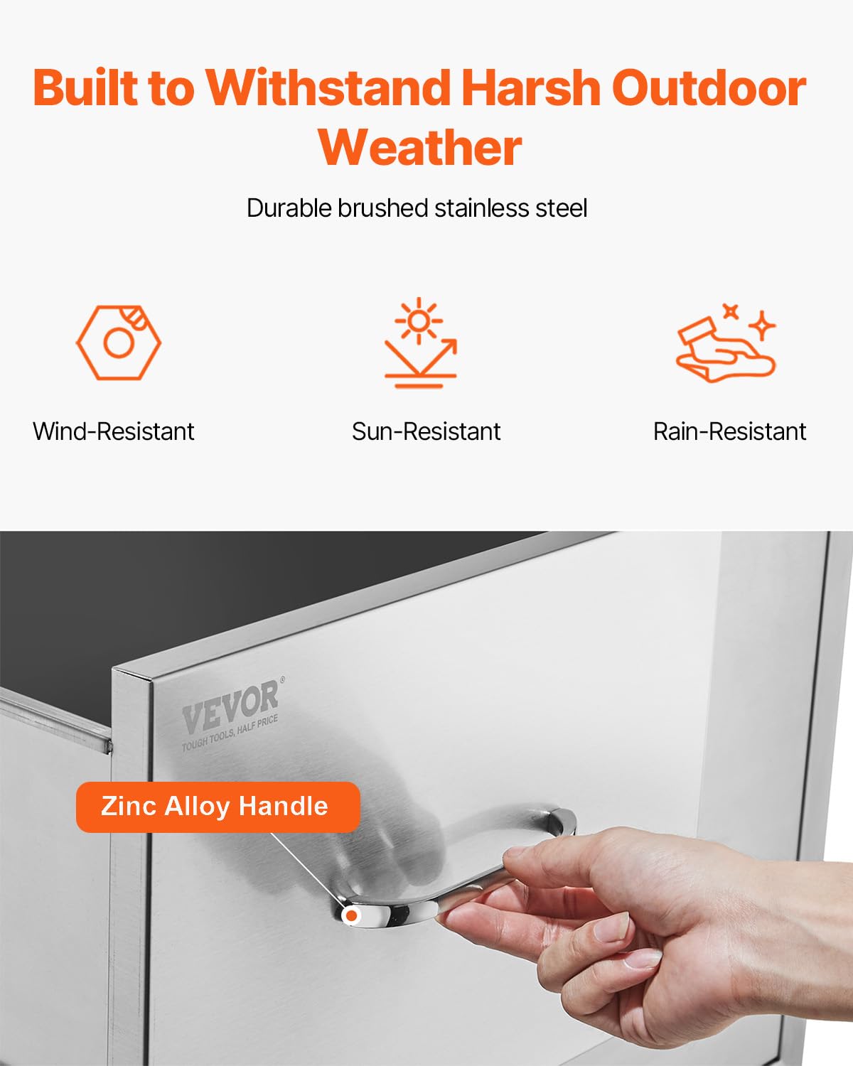 VEVOR Outdoor Kitchen Door Drawer Combo, 32.5"Wx21.7"Hx20.5"D, Access Door Double Drawers with Paper Towel Rack, BBQ Island Drawers with Stainless Steel Handles, 30.7"Wx20"Hx21"D Cutout Size