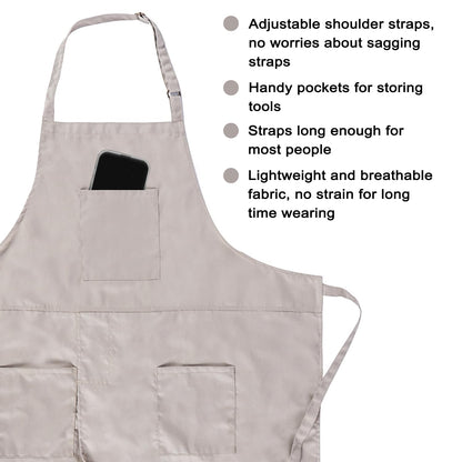 MIKI WELL Pottery Split-Leg Make Ceramic Apron, Long Split-Leg Artist Painting Apron with 3 Pockets for Men and Women (Khaki)