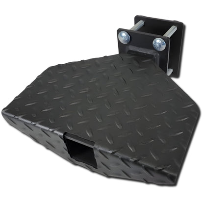 500 lb Rated Heavy Duty Boat Trailer Step – USA Made Welded Steel Boarding Platform – Fits 2" x 4" Trailer Frames – Anti-Slip Diamond Tread – Hardware Included