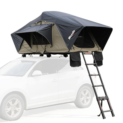 Meedo Apolle A86 M, Soft Shell Rooftop Tent, Fits 2 People, Made with Waterproof Material and a Rainfly-Fold Design, Clamshell Army Green Roof top Tent for Overlanding Hunting, Ladder Included