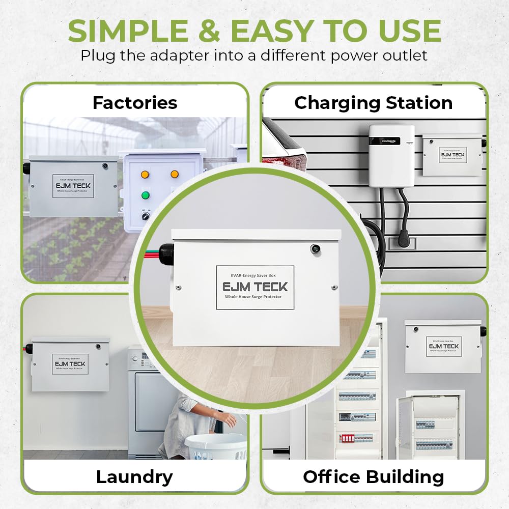 KVAR Energy Saver, 300 Amp Home Energy Saver Box & Surge Protector for Whole House, UL Components Included