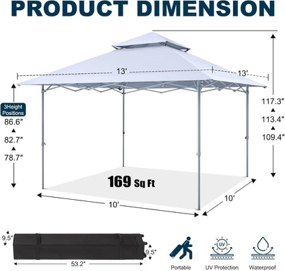 MASTERCANOPY 13x13 Pop-Up Canopy Tent Instant Shelter Outdoor Canopy with Wheeled Bag, White