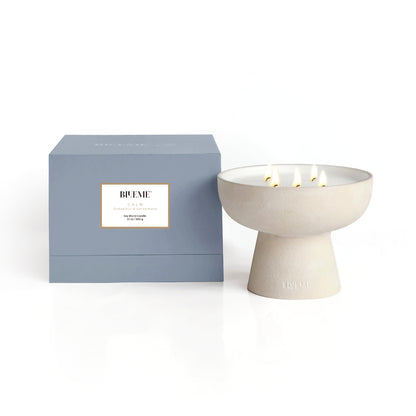 Blueme Calm Candle | Osmanthus & Sandalwood | 5 Wick - Refillable Wellness Candle with Essential Oils, Hand Finished & Poured Soy Wax Blend Ceramic Vessel, Natural Cotton Wicks | Large 24 oz