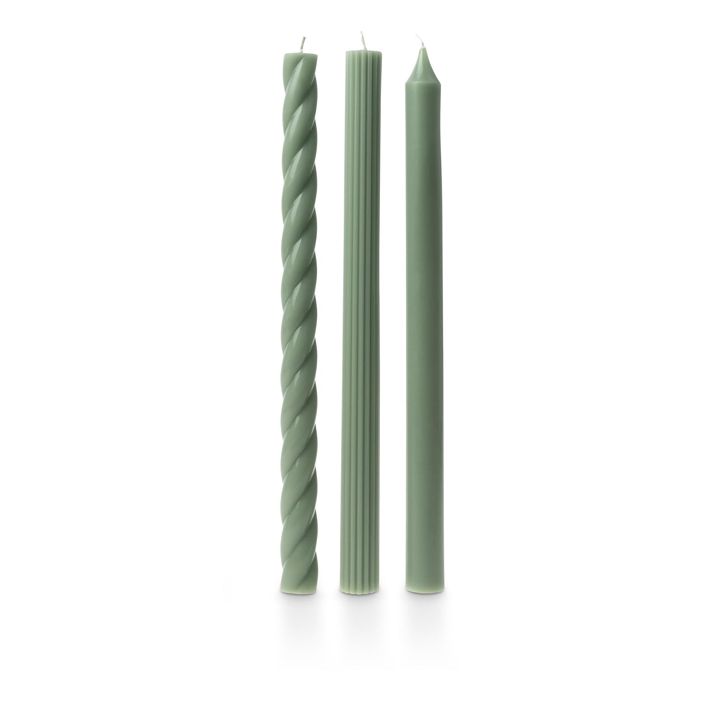 Illume Beautifully Done Unscented Assorted Candle Tapers 3-Pack, Sage Green