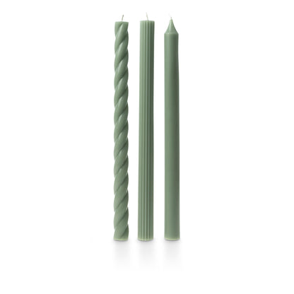 Illume Beautifully Done Unscented Assorted Candle Tapers 3-Pack, Sage Green