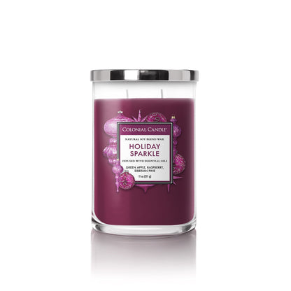 Colonial Candle Holiday Sparkle Scented Jar Candle, Classic Cylinders Collection, 2 Wick, Purple, 11 oz - Up to 80 Hours Burn