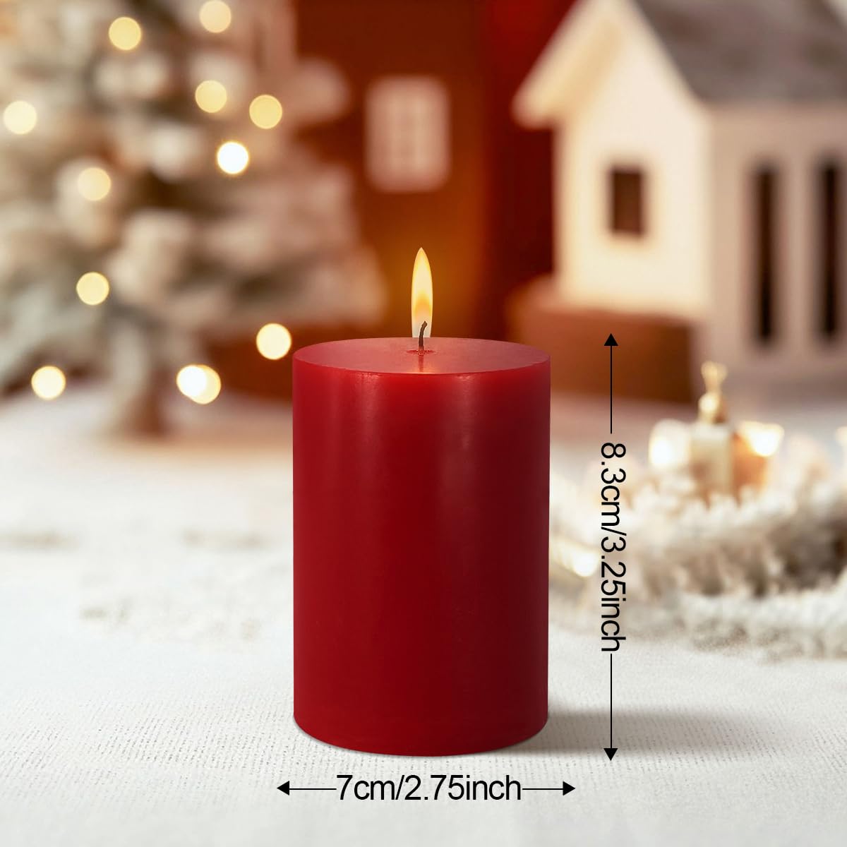 6 Pack Unscented Dripless Smokeless Red Pillar Candles, 2.75x3.25 Inch Cylinder Wax Candles for Home Table Holiday Party Spa Decor Emergency