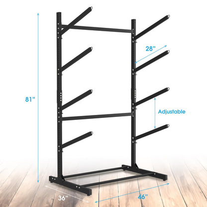 TPHUC Adjustable Kayak Storage Rack, Freestanding Sup Storage Stand, Weatherproof Canoe Holder, Heavy Duty Paddleboard Bracket, Surfboard Bracket for Indoor, Outdoor, Garage, Shed, Dock (4 Levels)