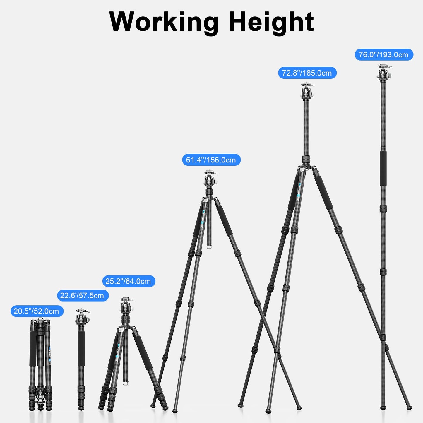 72.6'' Carbon Fiber Tripod Camera Monopod WEYLLAN Heavy Duty Tripod for Camera, 32.5mm Tube, Professional Camera Tripod with 44mm Arca Low Profile Ball Head, DSLR Stand for Telescope, Camcorder