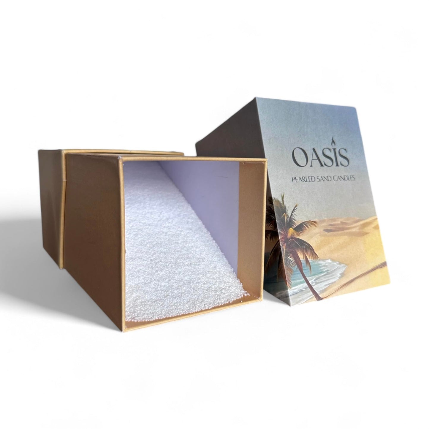 Oasis Pearled Sand Candle - 18oz Sand Wax, Refillable, Scented & Unscented Luxury Candle with 30 Wicks, Up to 120 Hours Burn Time (Salndalwood Vanilla)