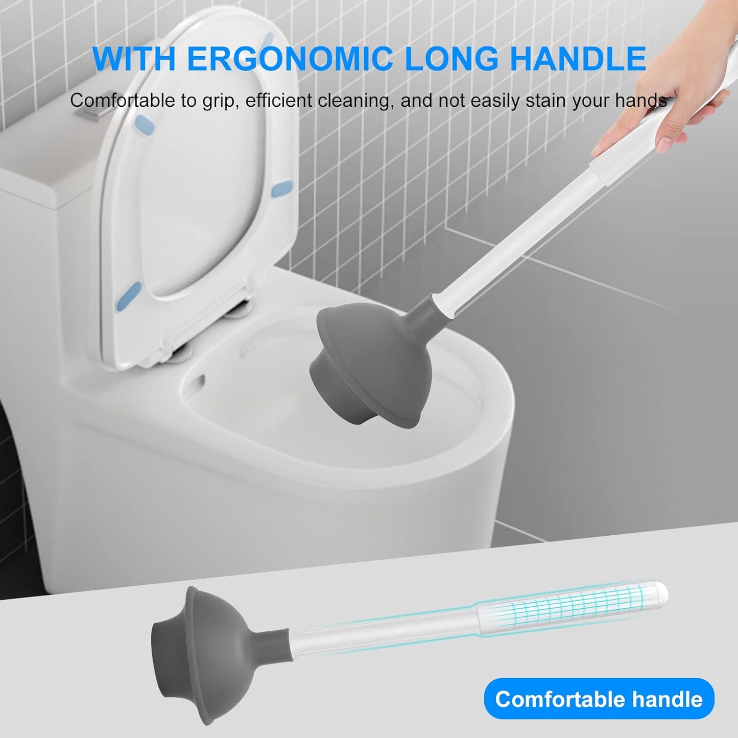 SetSail Toilet Brush and Plunger Set | Heavy-Duty Bathroom Cleaning Tools - 2 Pack, White