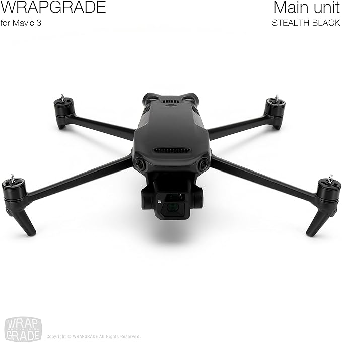 WRAPGRADE Full Skin Stickers for DJI Mavic 3 / Mavic 3 Classic (STEALTH BLACK)