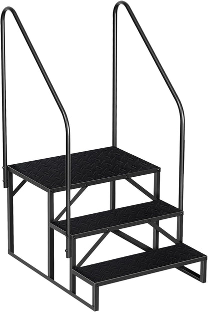 COZONY 3 Step RV Steps, RV Stairs with 2 Handrails & Anti-Slip Panel, 660lb Capacity Hot Tub Steps, Portable Trailer Ladder for Mobile Home, Outdoor, Camping, Travel, Porch, SPA, Pool