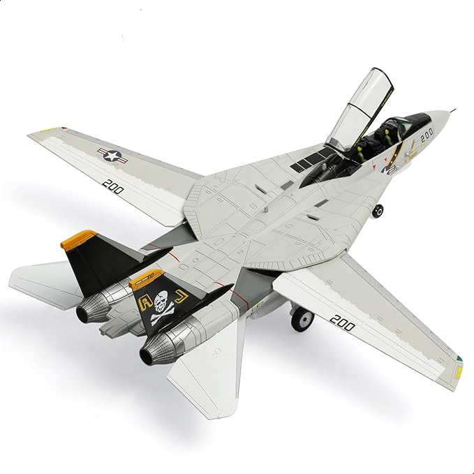 F-14 Tomcat VF-84 Jolly Rogers 1/72 Scale Die-Cast Metal Pre-Built Fighter Jet Model with Detachable Missiles and Adjustable Tail Fins Military Enthusiasts Gift