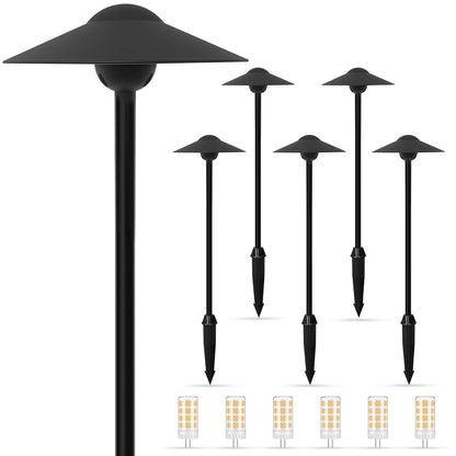 Gardencoin Low Voltage Pathway Lights (8.5'' Shade, 21.5'' Tall)，12V Outdoor LED Landscape Path Lights Wired, Aluminum Pathway Lighting with 3W 2700K Replaceable Bulb for Walkway Garden Yard, 6 Pack