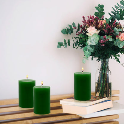 Hand Poured Unscented Dripping Pillar Candle 6 Piece Set, Home Decor, Emergency, Long Lasting Candle, Green, 2.75 “x3.25”