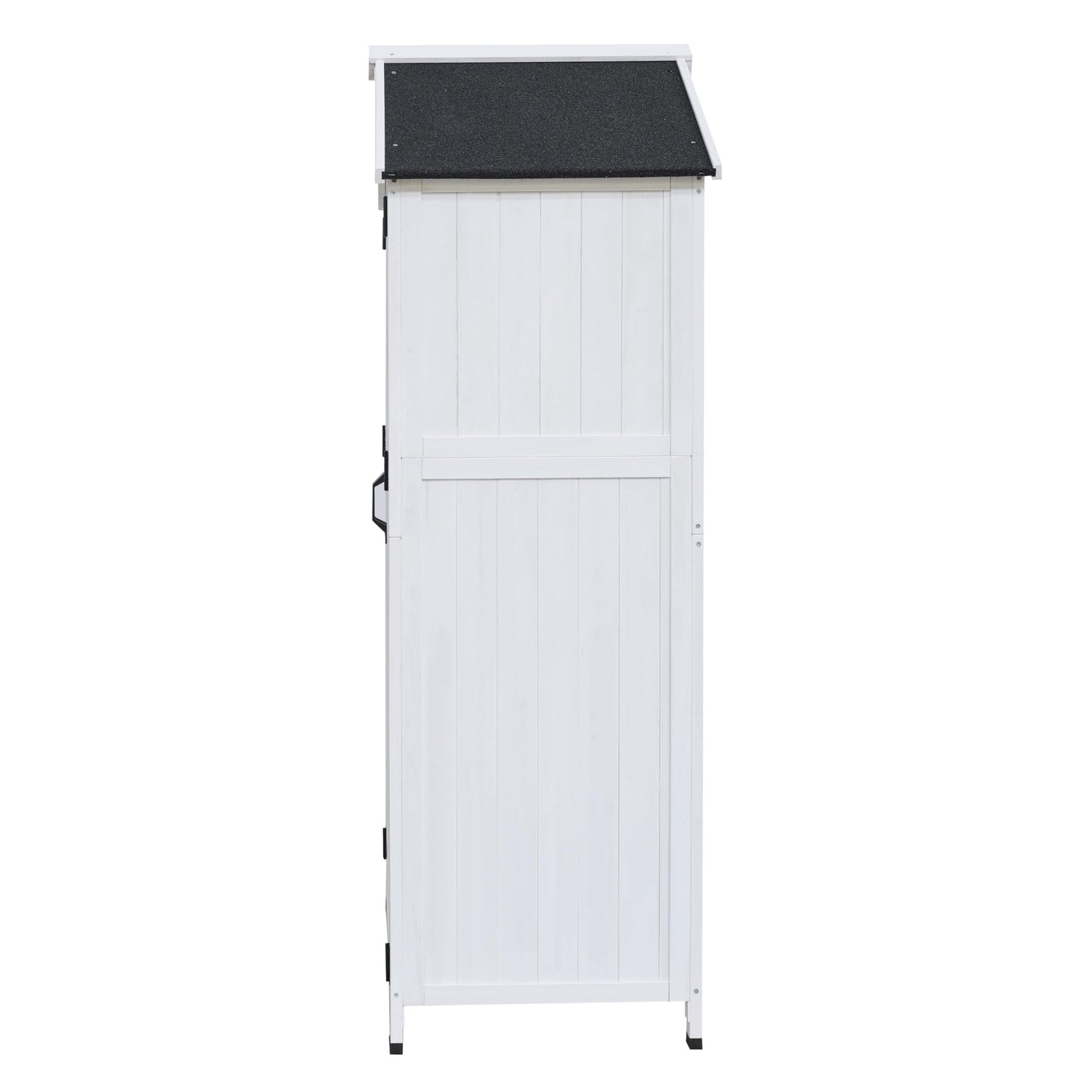 Christopher Knight Home Neapo 67" Outdoor Storage Shed, Spacious Storage Garden Tools Shed, Fire Wood Tall Sheds, Two Open Doors, Wooden Panel Design, Easy Organize Lawn Mowers, Shovels, Pots, White