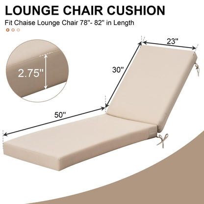 Crestlive Products Outdoor Chaise Lounge Cushions Set of 2, Water Resistant Fade Resistant Patio Furniture Lounge Chair Cushion,80" L x 23" W, Tan