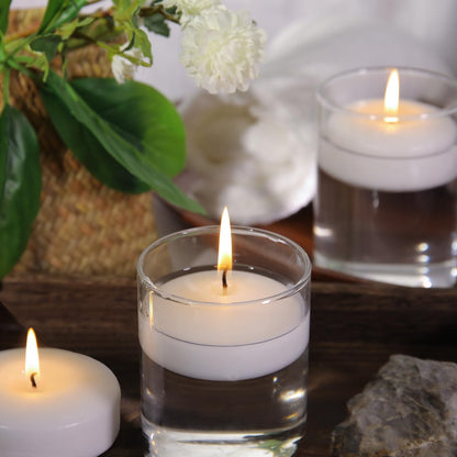 48 Pack White Floating Candles 3 inch Unscented Floating Candles for Centerpieces 8 Hours Long Burn Time-3” Floating Candle Bulk for Wedding Cylinder Vases