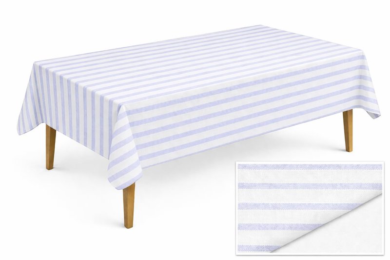 Lillian Made in Italy Airlaid Disposable Tablecloth, 12 Pack, 54" x 102", White with Blue Stripes, Premium Cloth-Like Linen-Feel Rectangular Table Cover for Weddings, Parties & Elegant Events