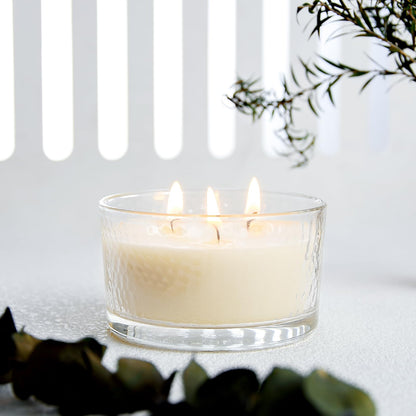 3-Wick Beeswax Candles in Glass Jar, Natural Unscented Beeswax Candles - 22 Hour Burn Time, Handmade Candles for Party, Holidays Gift, Dinning (Pack of 1, White)