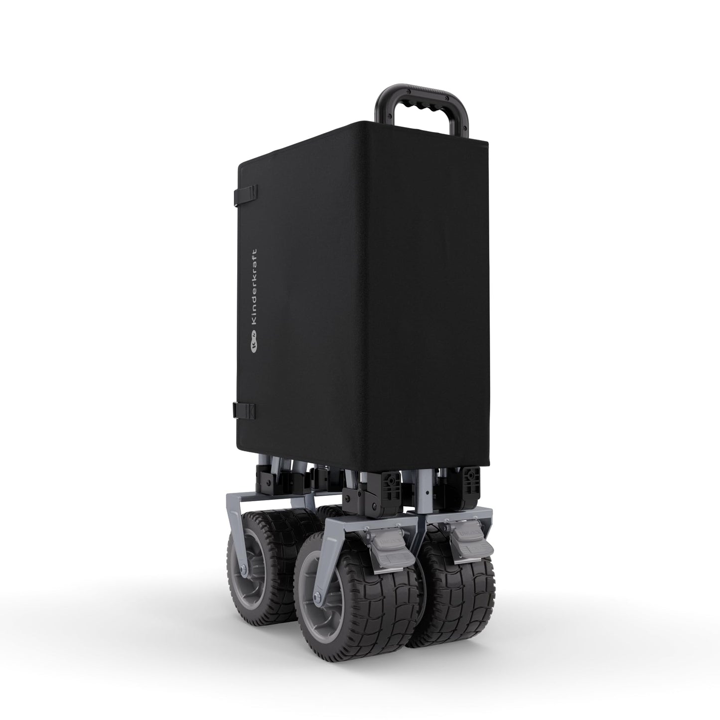 Kinderkraft ROLLSTER, Foldable Wagon, 220 lbs Load Capacity, 34 Gallon Capacity, Sturdy Steel Frame, Oxford 600D Fabric, Large All-Terrain Wheels, Telescopic Handle, Compact, Easy to Transport, Black