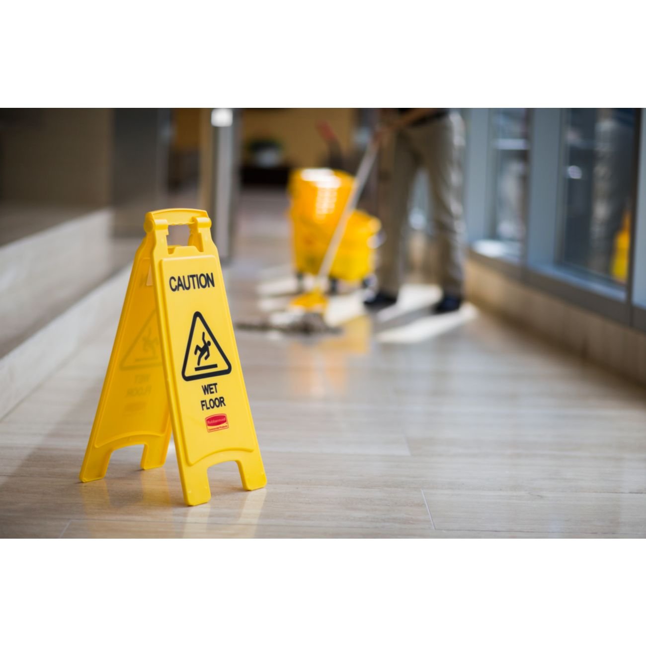 Rubbermaid Commercial Products "Caution Wet Floor" Sign, 26-Inch, Yellow, 2-Sided, Floor Warning Sign for Public Spaces, Pack of 6