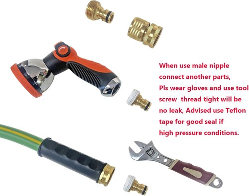 HQMPC Garden Hose Quick Connect - Solid Brass Fittings for Easy Water Hose Connection | 3/4 Inch GHT (2 Sets)