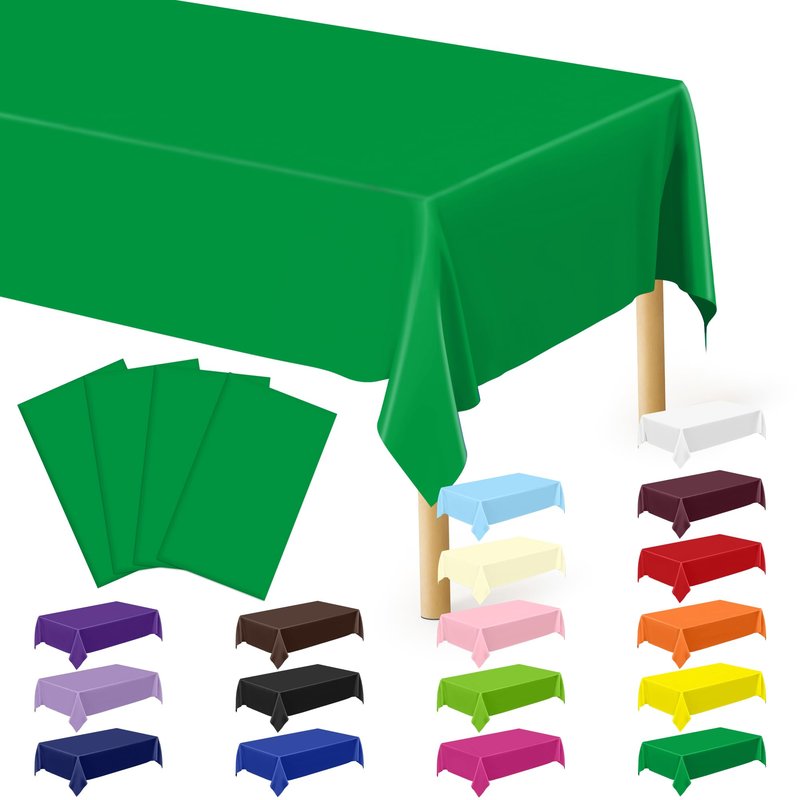 QZYL 2 Pack Green Plastic Tablecloths, 108 x 54 Inches Green Tablecloth for Rectangle Table, Rectangle Disposable Tablecloth Party Tablecover, Table Decor Party Supplies for Outdoor Indoor
