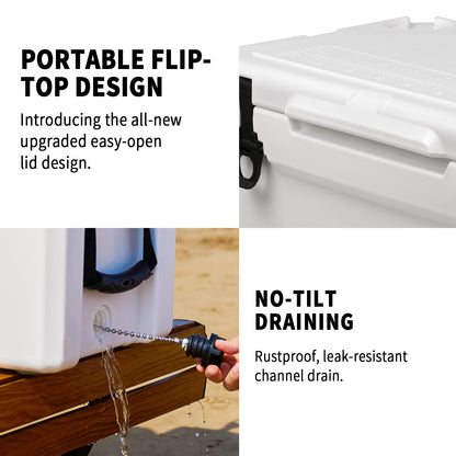 EchoSmile 25/30/35/40/60/75 Quart Rotomolded Cooler, Built to Stand up to The Rigors of The Journey
