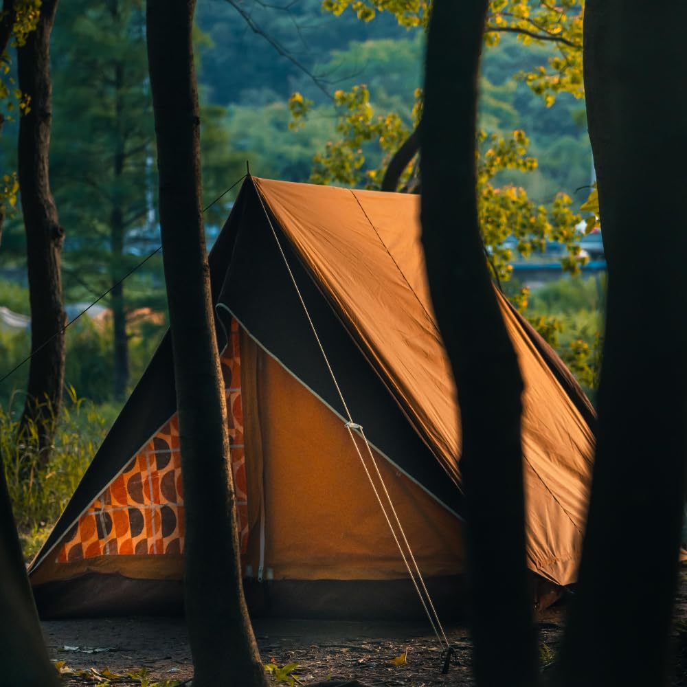 Wild Luxury Vintage TC Cotton Camping Tent, 2 Person Flying House Style Canvas Shelter, Waterproof & Breathable Glamping Tent