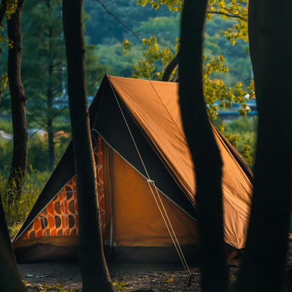 Wild Luxury Vintage TC Cotton Camping Tent, 2 Person Flying House Style Canvas Shelter, Waterproof & Breathable Glamping Tent