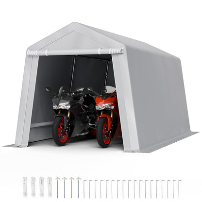 VEVOR Portable Outdoor Storage Shelter Shed, 8 x 14 x 7.6 ft Heavy Duty Instant Storage Tent Garage Sheds with Roll-up Zipper Door for Motorcycle, Bike, Garden Tools