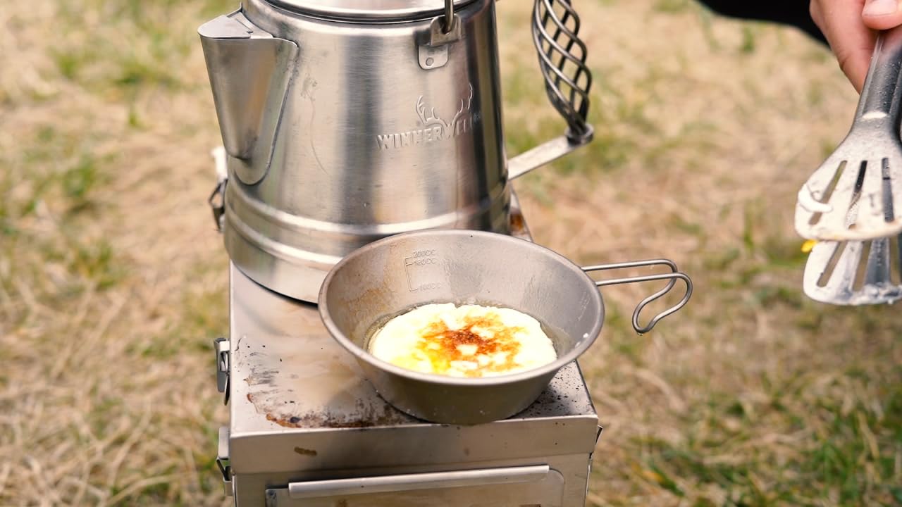 Winnerwell Fastfold Ultralight Backpack Titanium Tent Stove, 2.2 lb Portable Wood Burning Camping Stove with Rolled Chimney Pipe & Spark Arrestor for Hot Tent Camping, Backpacking, Hunting, Hiking