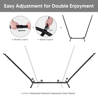 SUNCREAT 2-in-1 Hammocks Convertible Portable Double Hammock with Stand Included, Outdoor Hammock and Stand, Patented, Dark Grey