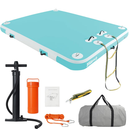 Floating Dock Inflatable Water Platform for Pool Lake Float Island Rafts Adults Heavy Duty Non-Slip with Pump Rope Ladder (Mint Green, 6 x 5ft (1.8 x 1.5m))