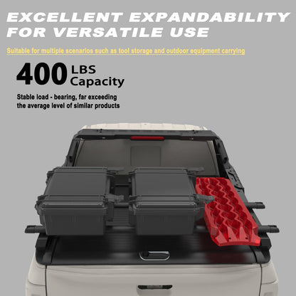 Roll Bar for Truck - Universal Truck Rack & Chase Rack with Third Brake Light Combo, Adjustable Truck Bed Roll Bar for Mid Size Pickup Trucks, No Drilling