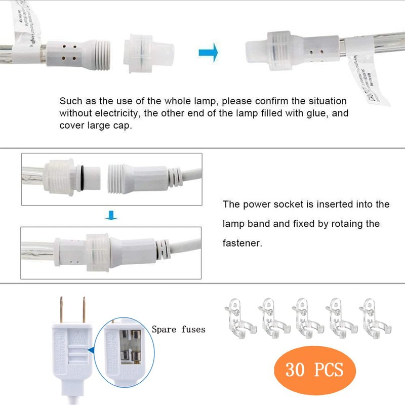 100ft LED Rope Lights Outdoor, 720 LED Connectable and Flexible Tube Lights with 8 Modes, Waterproof LED Rope Lighting for Garden Patio Bedroom Party Pool Indoor Outdoor Christmas Decor (White & Blue)