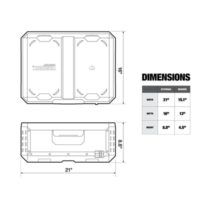 ToughBuilt StackTech 1 Drawer Tool Box, Heavy-Duty Portable Tools Chest, 50 lb Capacity - Stackable Toolbox Storage Organizer with 8 Dividers, Auto-Latching Drawers and Accessory Rails