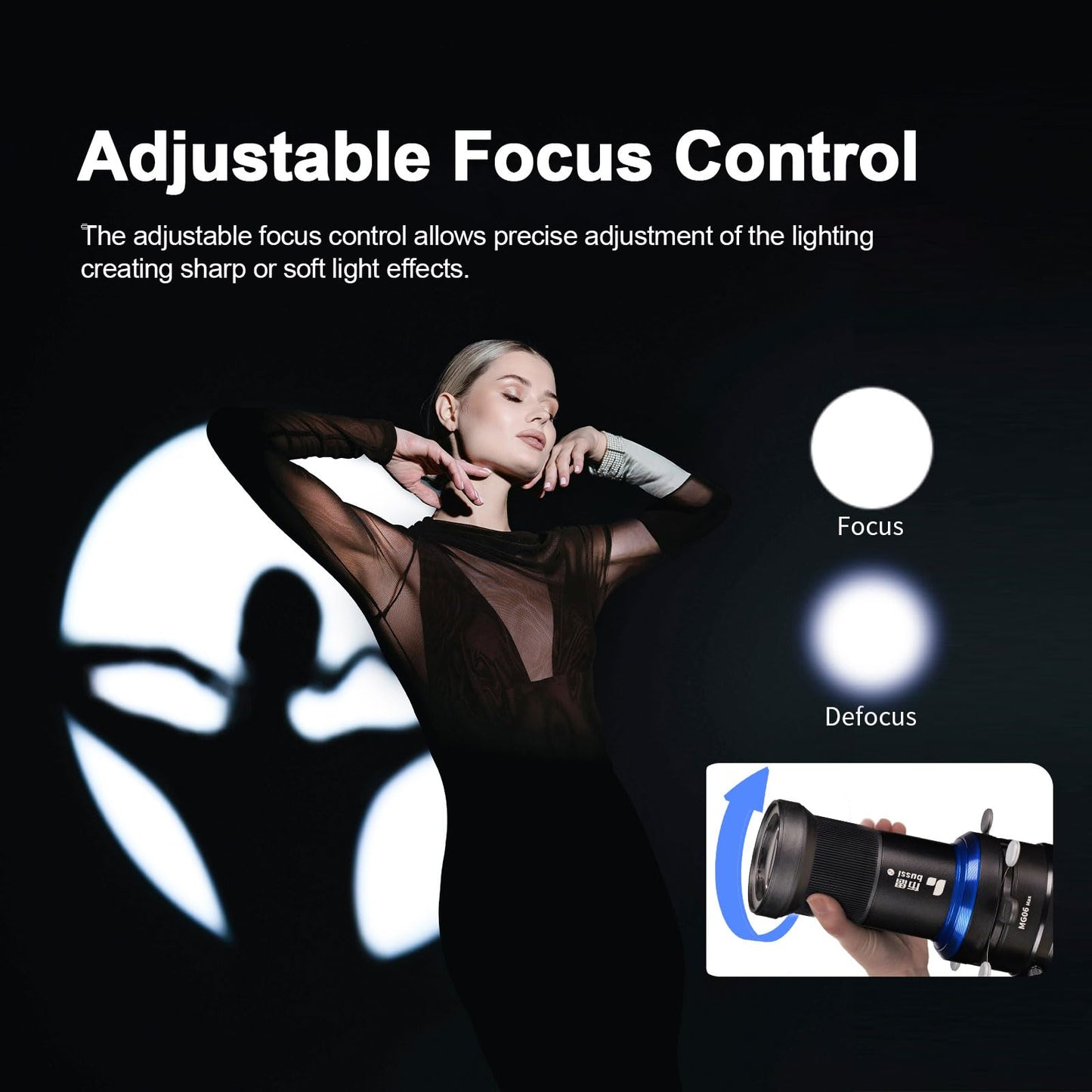 Bussi MG06 Max Bowens Mount Snoot with 40 Gobos, 36° Lens Optical Snoot Spotlight for Photography Video Shape Light Studio,GOBO Light, Strobe Bowens Mount