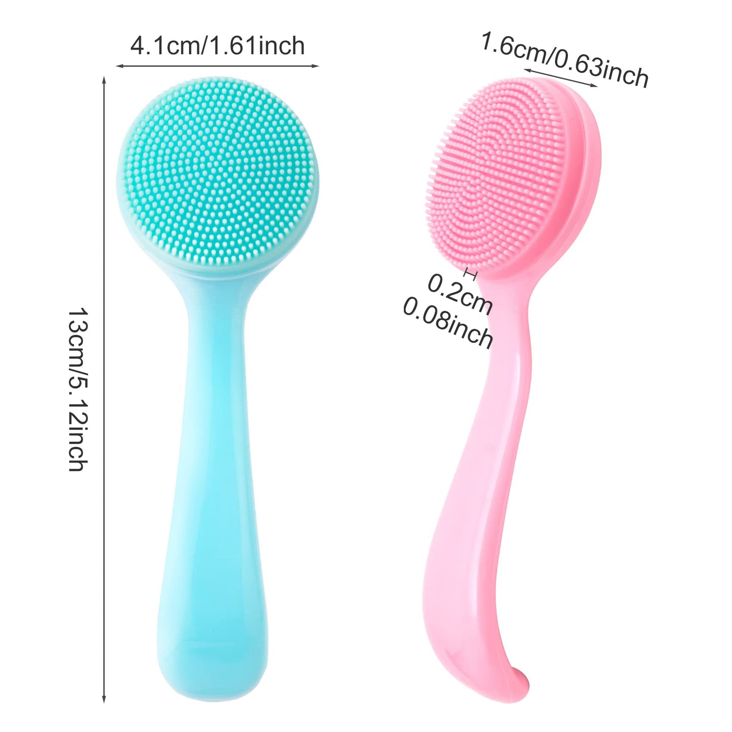 2 Pack Silicone Manual Facial Cleansing Brush, Skin Friendly Waterproof Face Cleaning Scrubber Exfoliator Cleanser for Blackheads Whiteheads Makeup Residues Removal- Blue & Pink