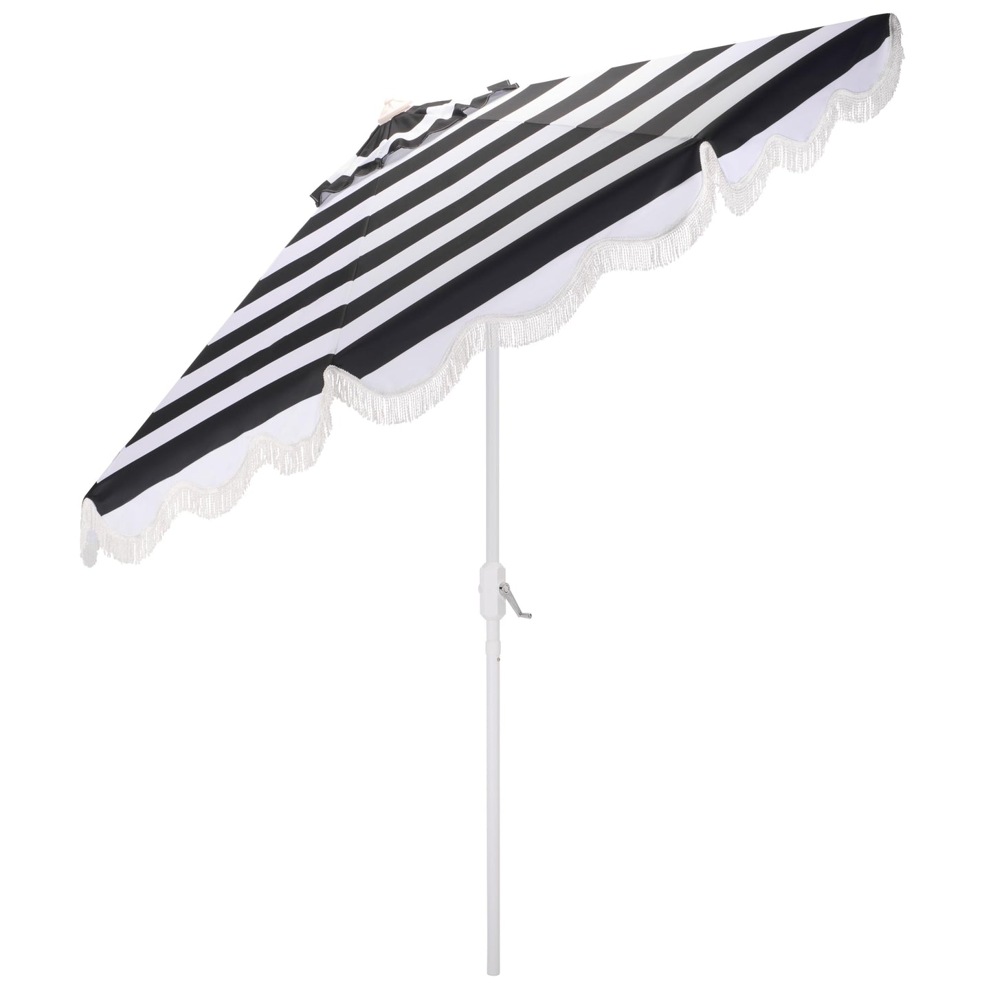 SAFAVIEH Outdoor Patio Furniture Collection – Lucerna 9 Ft Crank Patio Umbrella, Black Stripe & White Pole, Market Umbrella with Crank Lift (PAT8025A)