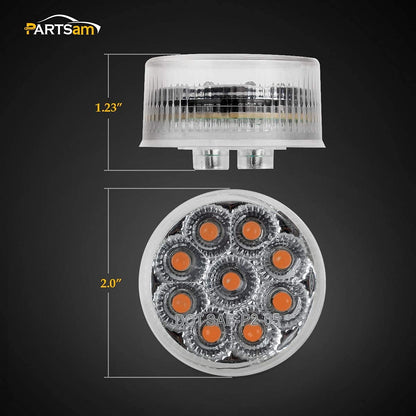 Partsam Truck Lamps Kit Clear Lens, 20Pcs 2" Round Amber Trailer Truck LED Side Marker Clearance Lights 9 Diodes + 5Pcs Top Roof Running lights 31 LED Amber Truck Cab Marker Clearance Lights