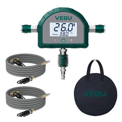 VEBU 4 Tire Inflation System, Auto Shut Off 4 Way Tire Inflation & Deflation Hose Kit with Preset Memory & Digital Display，Works with Your Air Compressor for Trucks, SUVs, RVs