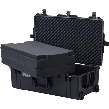 PISKGODSF 32" L x 18" W x 11" H Large Hard Case with Foam, Portable Rolling Hard Case with Wheels, Waterproof Shockproof Dustproof, Suitable for Cameras, Lenses, Camcorder, Instrument, Telescopes