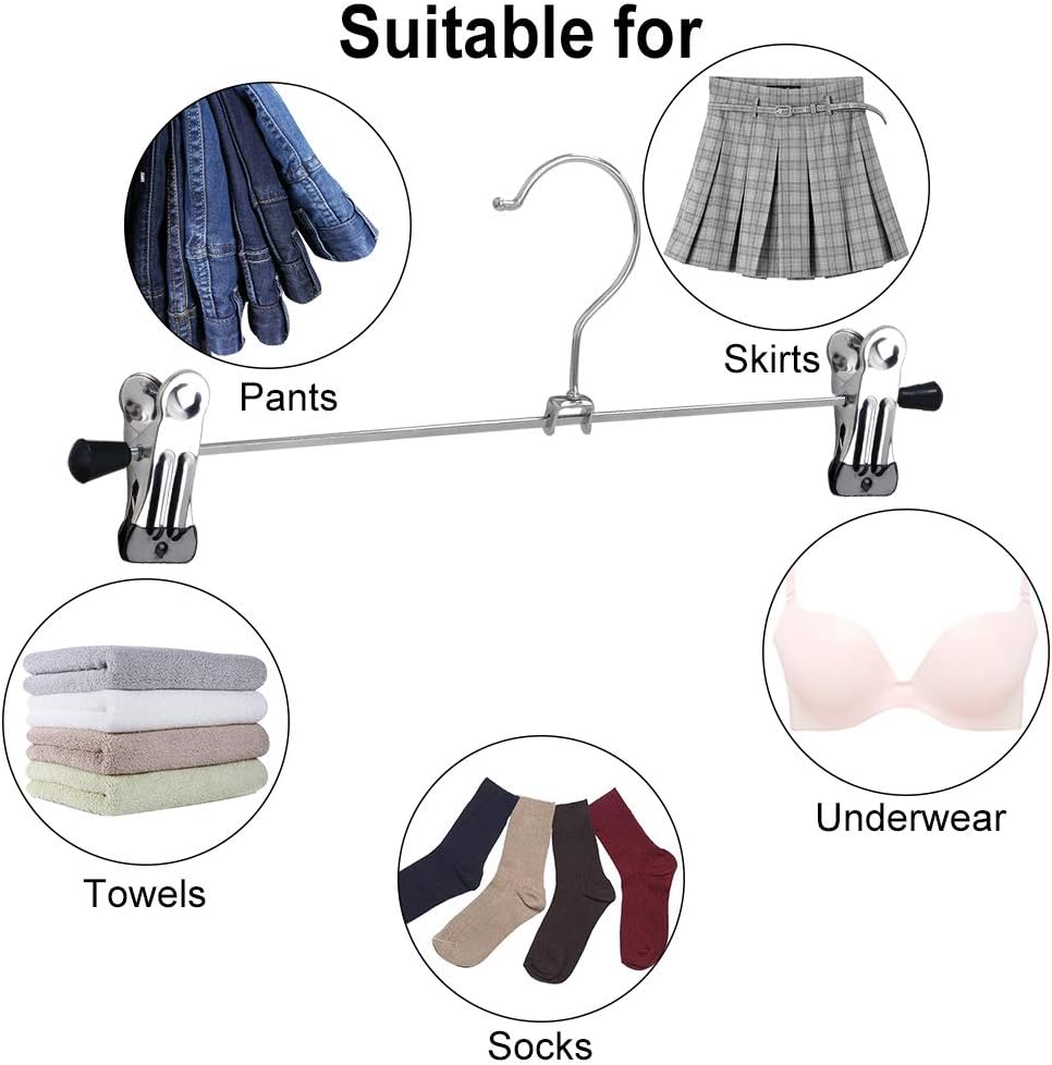 Northern Brothers Heavy-Duty Pants Hangers with Clips - Adjustable 20 Pack for Space-Saving Closet Organization