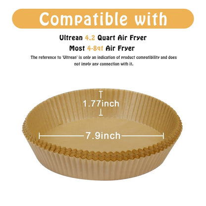 Air Fryer Liners Disposable for Most 4-7 QT Air frye, 100 Pcs Non-Stick Parchment Paper for Baking 7.9 Inch Air Fryer Paper Liners Round Airfryer Liners